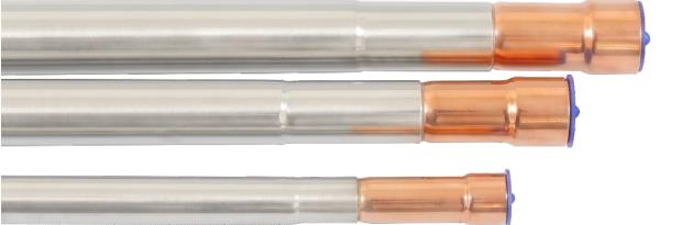 Copper-steel connecting tube with stainless body and copper end connectors
